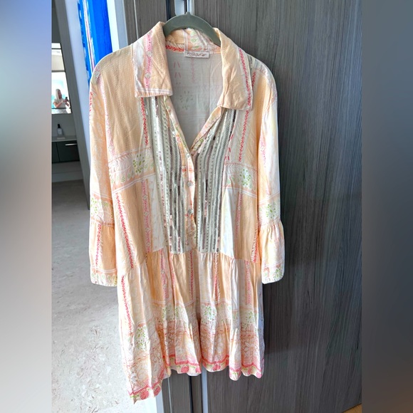 $250 Anthropologie lovers! MADE IN ITALY  Boho mini oversized dress S viscose - Picture 4 of 14